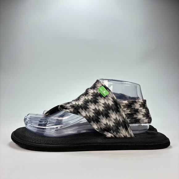 Sanuk Yoga Sling 2 Prints Black White Flip Flops Sandals 110069-4 Women's Size 8 - Picture 4 of 9